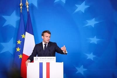 BRUSSELS, June 21, 2019 (Xinhua) -- French President Emmanuel Macron attends a press conference after the EU summer summit in Brussels, Belgium, on June 21, 2019. (Xinhua/Zhang Cheng/IANS)