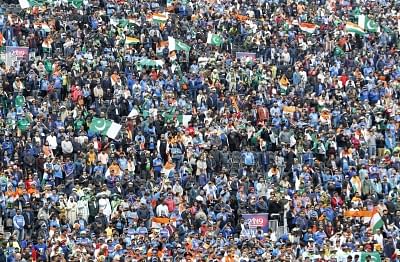 Manchester: Fans during the 22nd match of 2019 World Cup between India and Pakistan at Old Trafford in Manchester, England on June 16, 2019. (Photo: Surjeet Yadav/IANS)