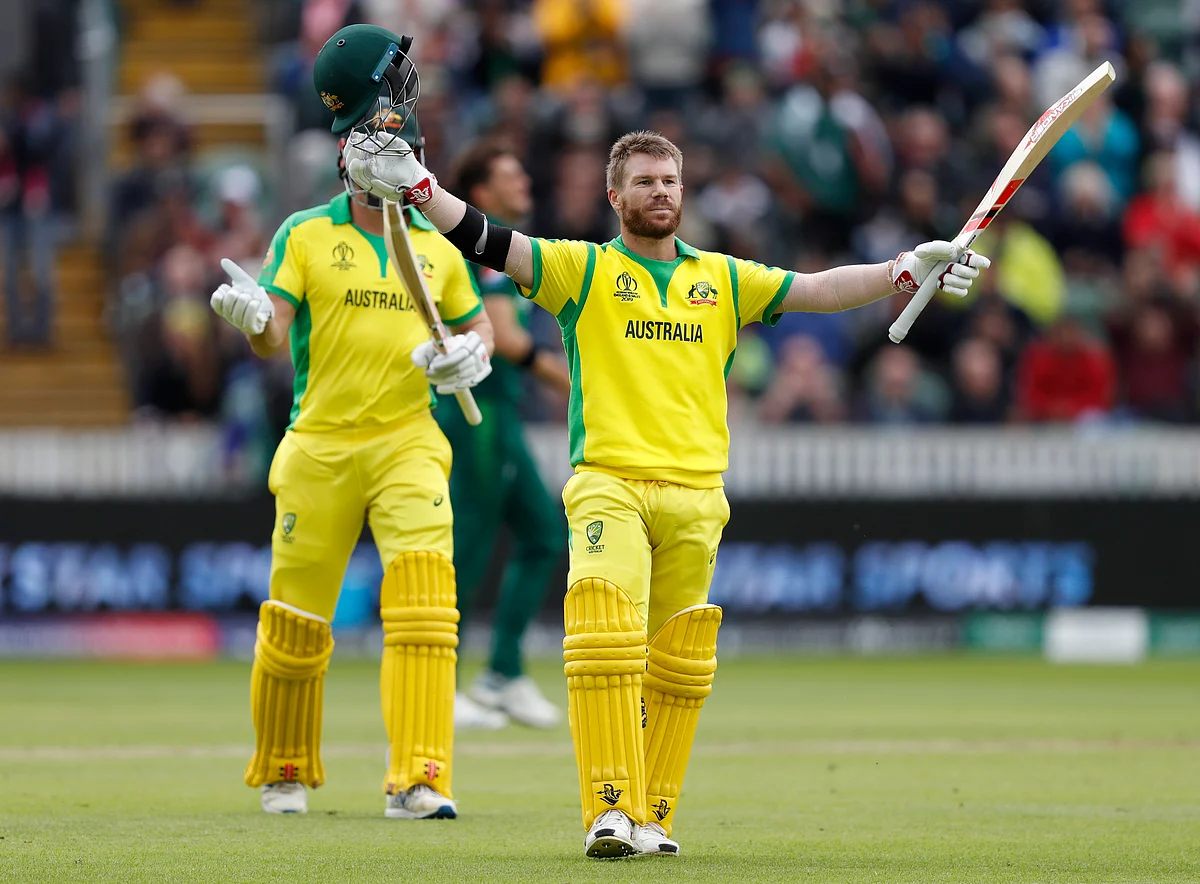 David Warner reached the three-figure mark when an edge flew between the keeper and the wide slip for a four.