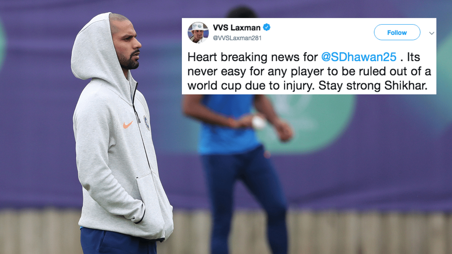 Dhawan was injured in India’s second game against Australia.
