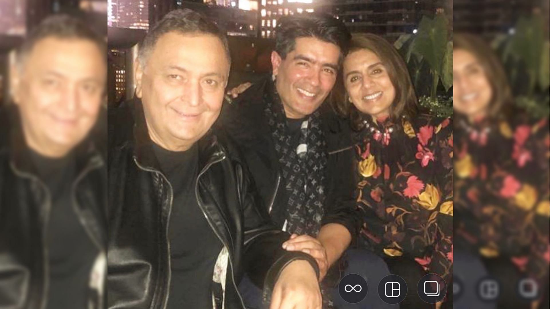 Rishi and Neetu Kapoor with Manish Malhotra in New York.