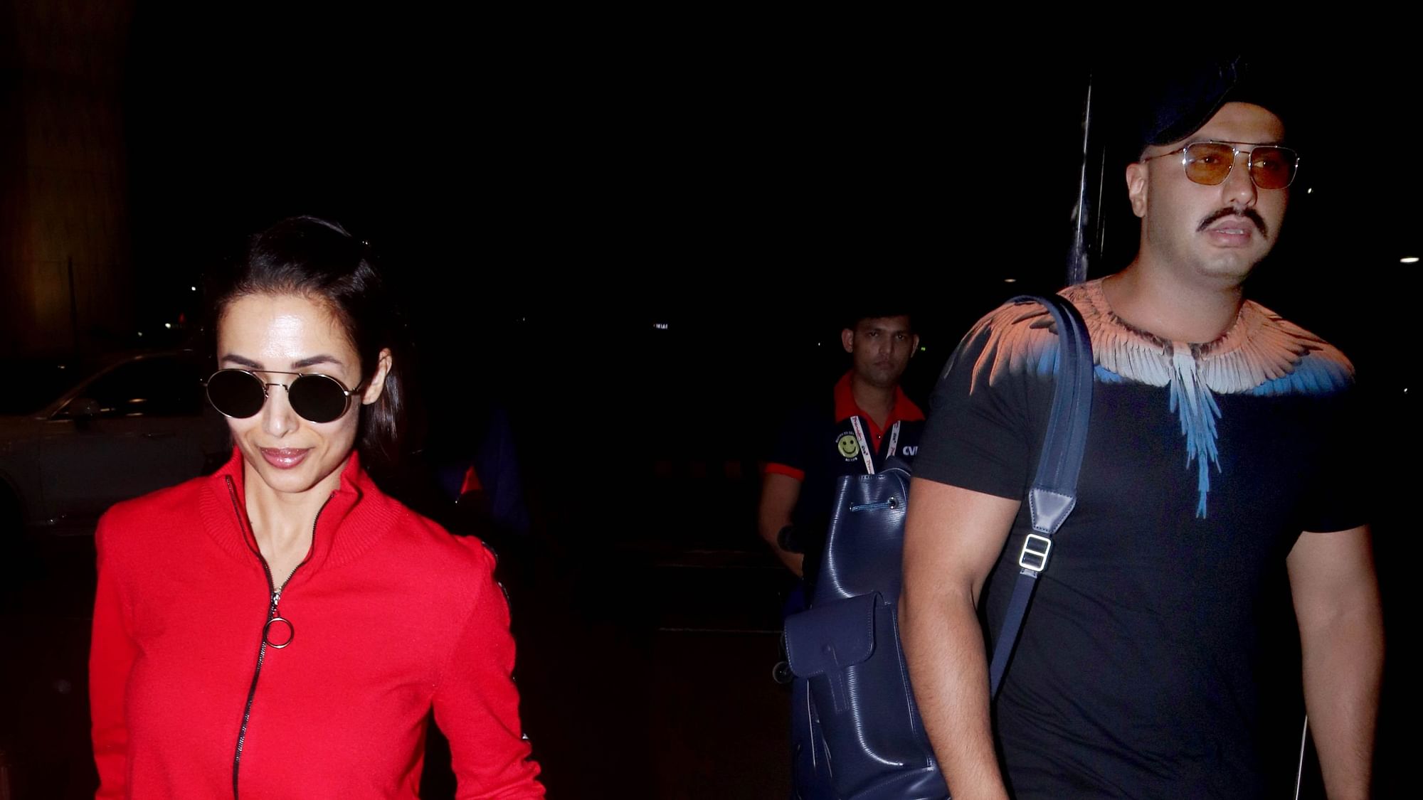 Malaika Arora and Arjun Kapoor spotted at the Mumbai airport together.