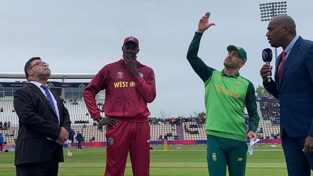 West Indies captain Jason Holder won the toss and sent South Africa in to bat in the Cricket World Cup group game.