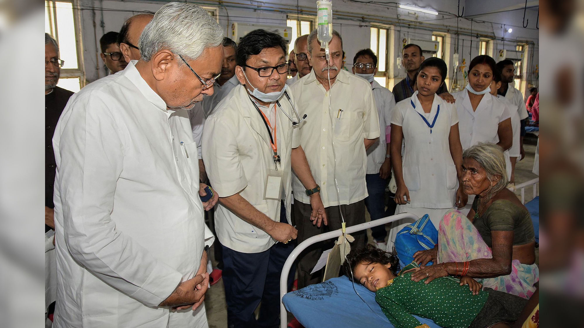 Nitish Kumar on his visit to the hospital in Bihar’s Muzaffarpur district.