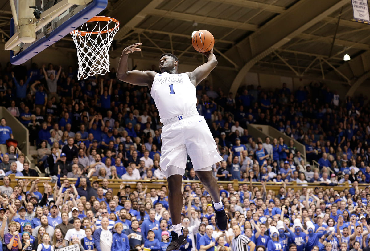 Listed at 6-foot-7 and 285 pounds, Zion averaged 22.6 points and 8.9 rebounds while shooting 68% from the field.