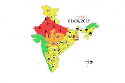 As the minimum temperature touched 27.6 degrees Celsius on Saturday in the Delhi-NCR region, the India Meteorological Department (IMD) has issued the highest "red" alert for some parts of northern India including the national capital. (Photo: IANS/IMD)