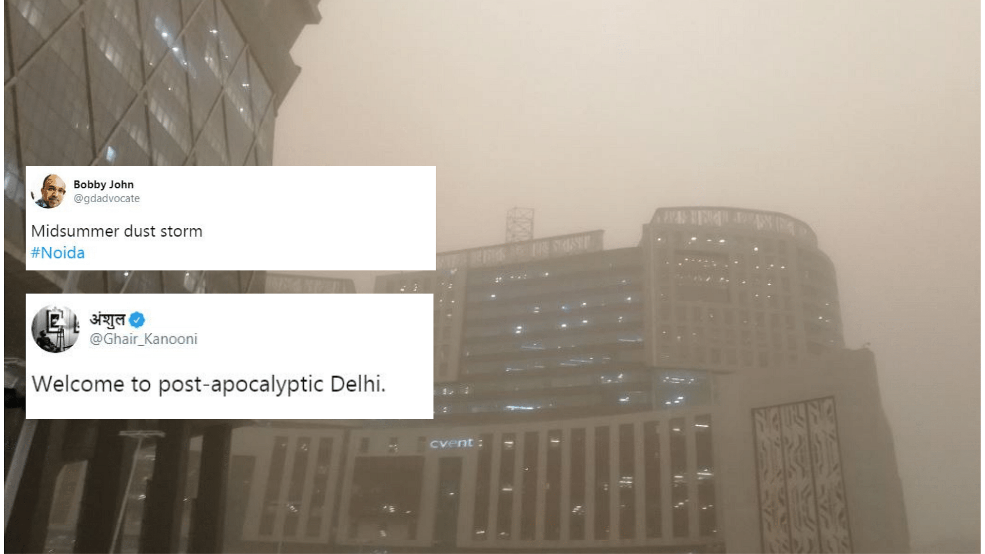 A dust storm hit Delhi and adjoining areas on Wednesday evening.