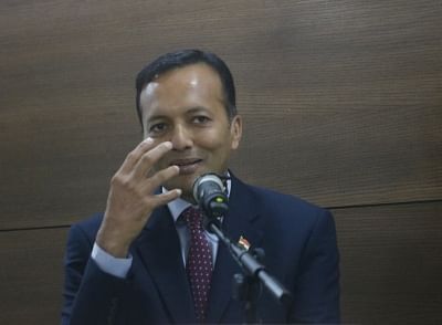 New Delhi: OP Jindal Global University Founding Chancellor Naveen Jindal addresses during a lecture on