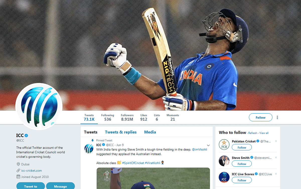 The official Twitter account of ICC changed their cover photo to Yuvraj’s image from 2011 world cup match.