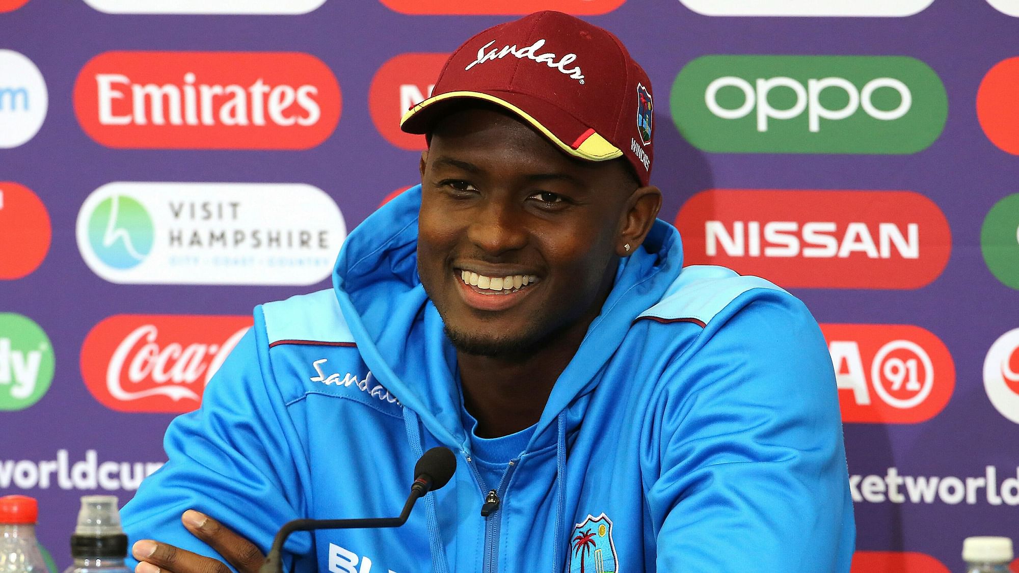 West Indies’ Jason Holder during  pre-match press conference at the Hampshire Bowl, Southampton on 13 June 2019 ahead of their Cricket World Cup match against England.