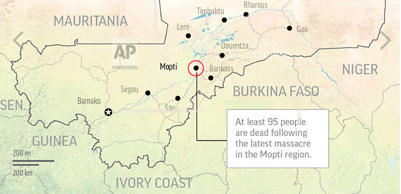 Assailants raided a central Mali village early Monday, 10 June killing at least 95 people in the latest massacre.