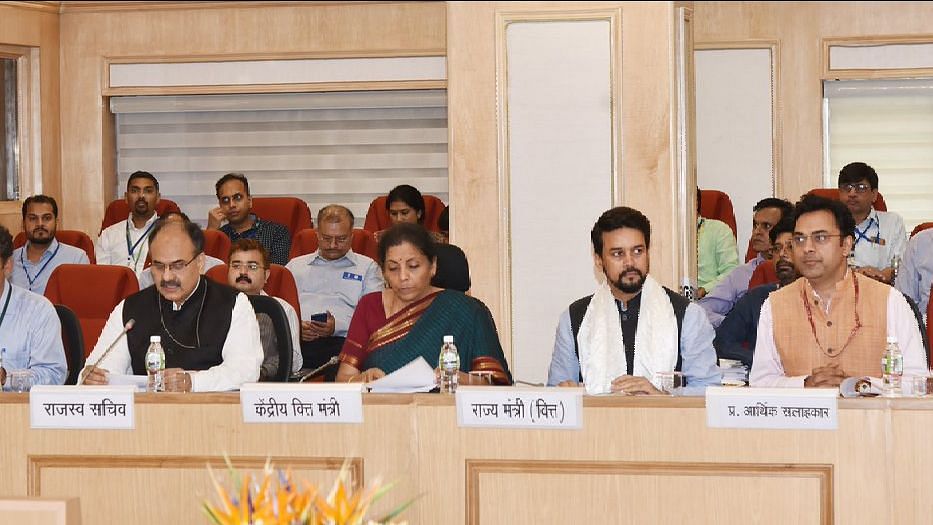 Union Finance Minister Nirmala Sitharaman chairs her first GST Council meet after taking charge of the office in May.&nbsp;