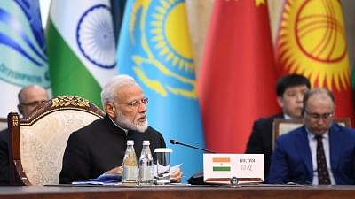 A file photo of Prime Minister Narendra Modi at the delegation level meeting of the 2019 Shanghai Cooperation Organization (SCO) Summit&nbsp;