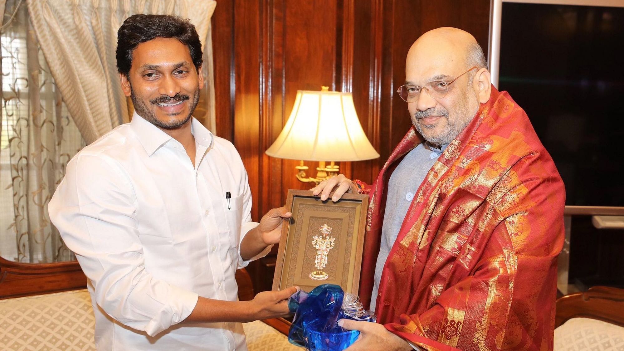  Andhra Pradesh Chief Minister YS Jagan Mohan Reddy meets Union Home Minister Amit Shah, in New Delhi on 14 June 2019.&nbsp;