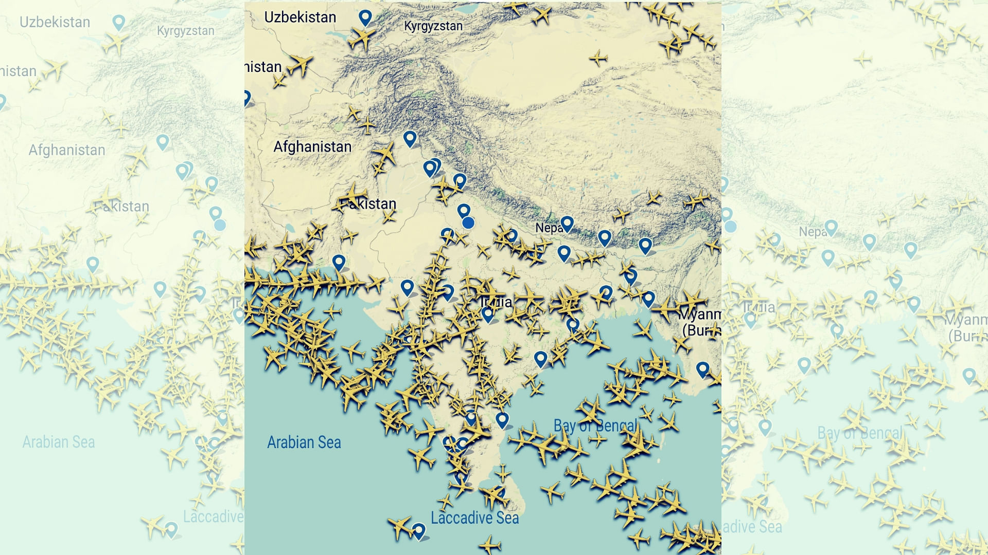 View of the south Asian airspace on Friday, 14 June.