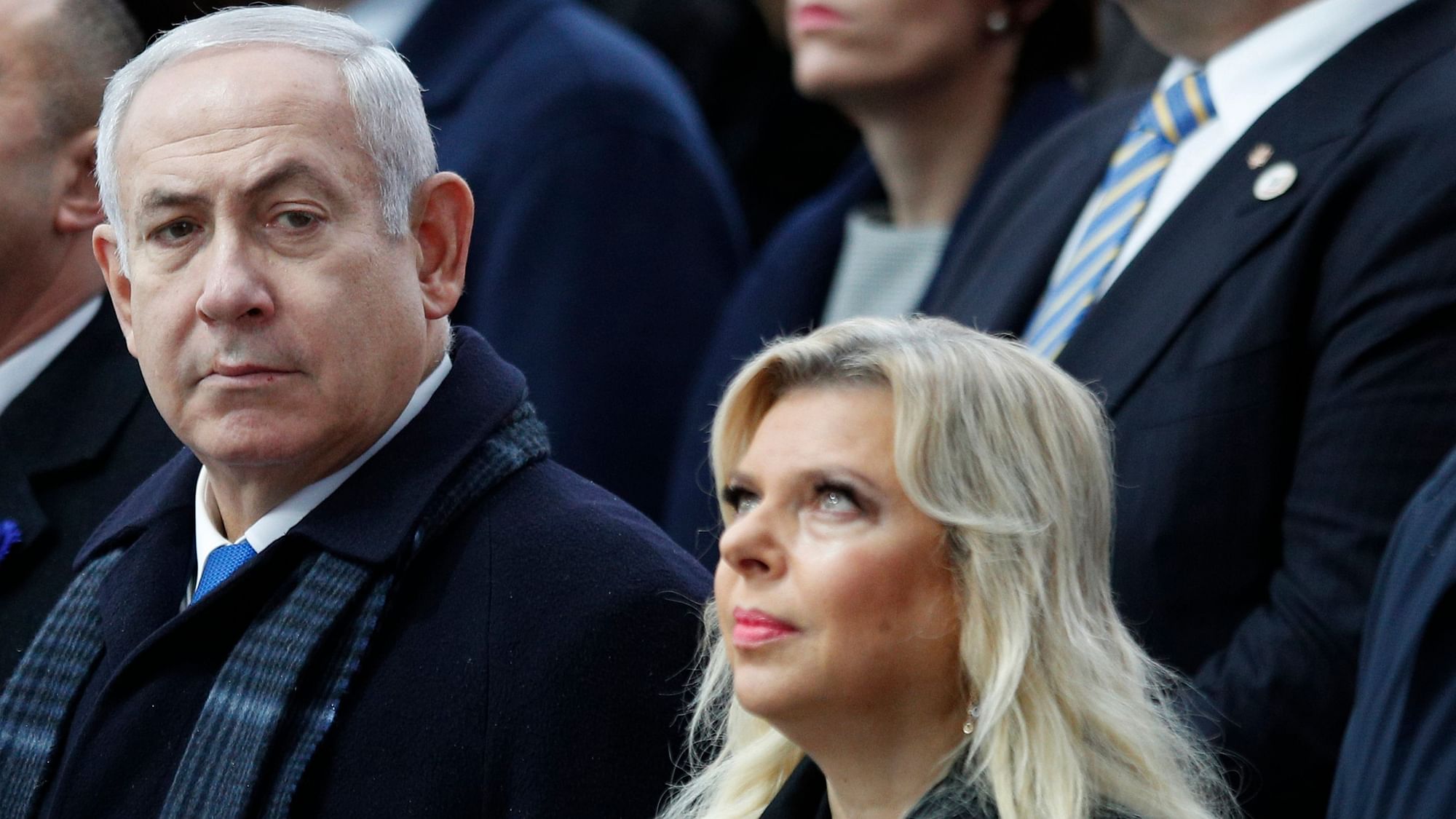 Israeli Prime Minister Benjamin Netanyahu and his wife Sara attend ceremonies at the Arc de Triomphe in Paris in this file photo.