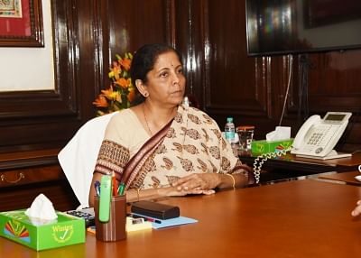 New Delhi: Nirmala Sitharaman takes charge as the Union Minister of Finance and Corporate Affairs at North Block in New Delhi, on May 31, 2019. (Photo: IANS/PIB)