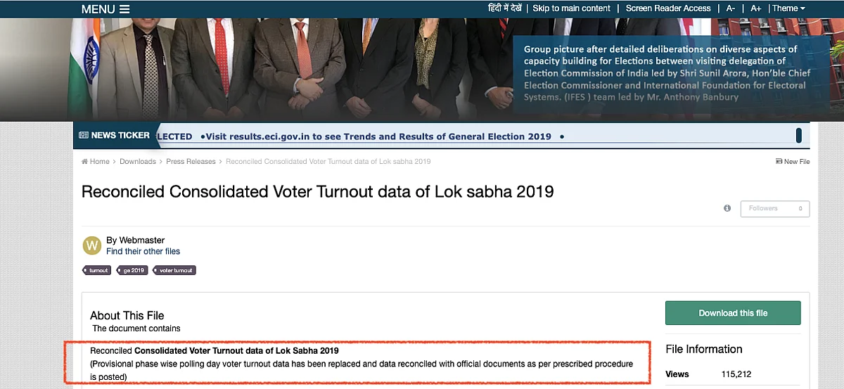 Above is the final EVM votes polled data currently available on the website. 