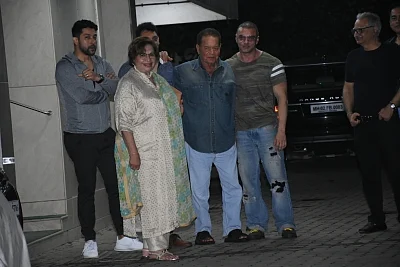 Mumbai: Actor Sohail Khan with his father Salim Khan and step-mother Helen seen outside his house, in Mumbai, on June 16, 2019. (Photo: IANS)