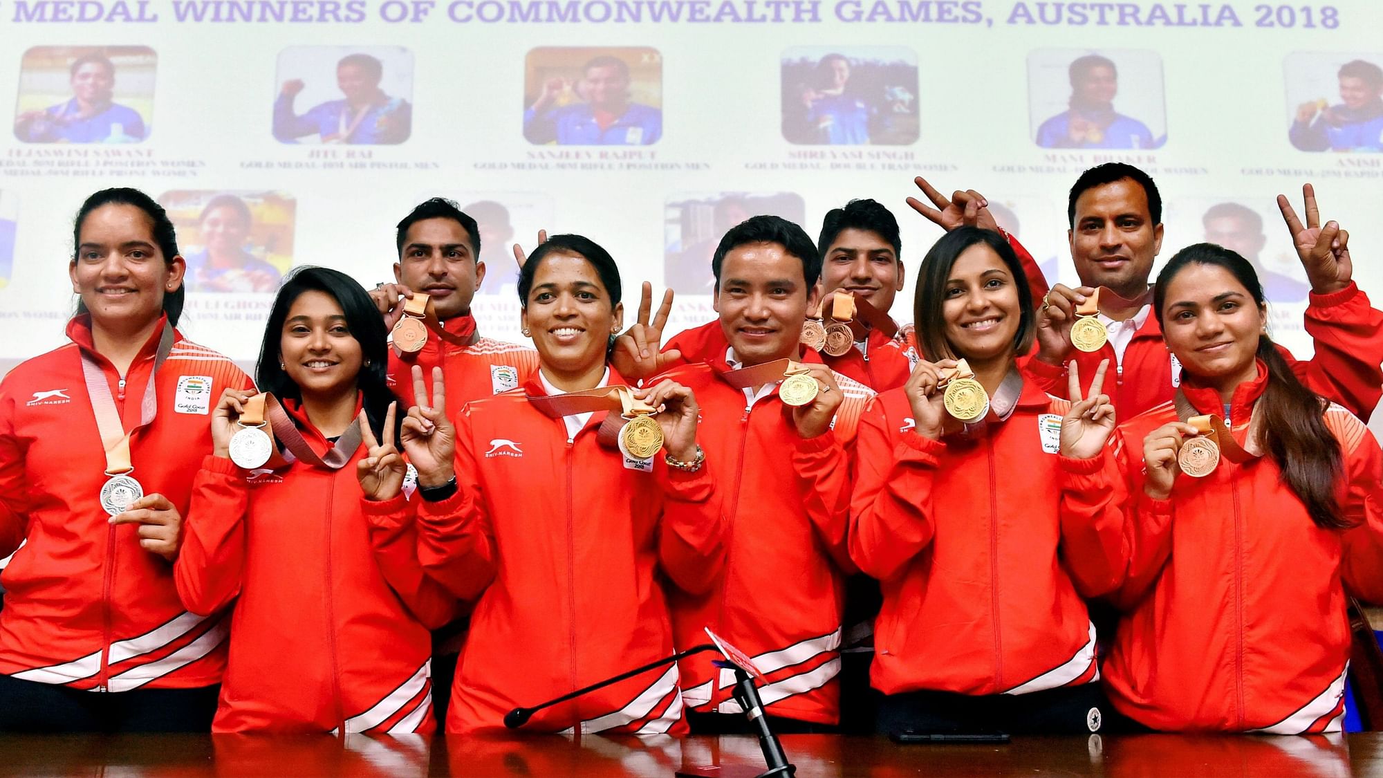 Members of the Indian shooting contingent that won 16 medals at the 2019 Commonwealth Games.
