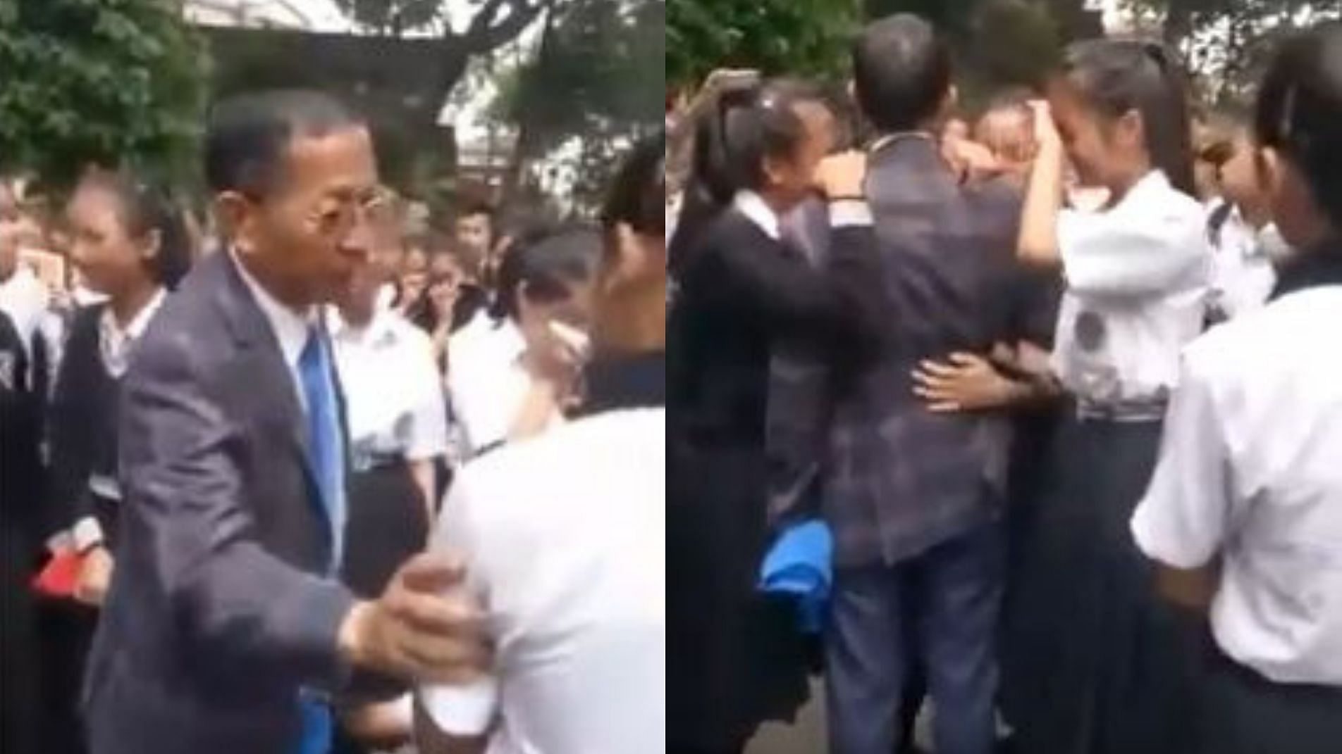 The video is <a href="https://www.news18.com/news/buzz/strict-headmaster-gets-emotional-after-receiving-heartbreaking-farewell-from-students-in-mizoram-2195305.html">reportedly</a> from a school in Mizoram where students were bidding farewell to their beloved headmaster.
