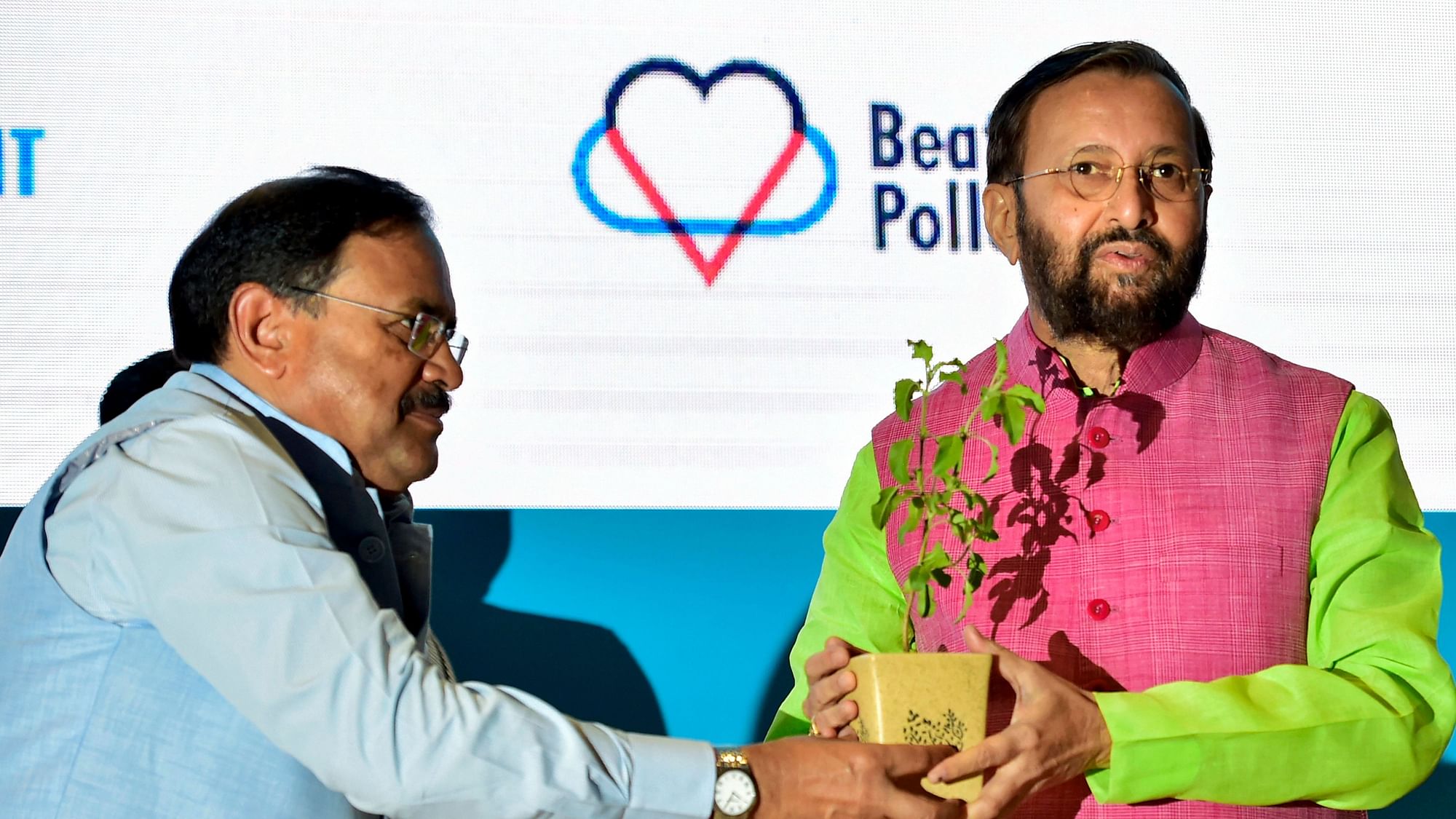 Union Minister, Prakash Javadekar with C K Mishra, Secretary, Ministry of Environment, Forests &amp; Climate Change, attend the programme on World Environment Day.  in New Delhi