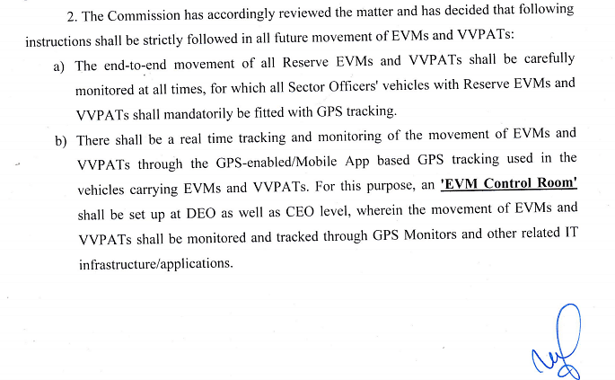 EC had also ordered the setting up of a 24/7 ‘EVM Control Room’ to track movement of GPS-fitted vehicles.