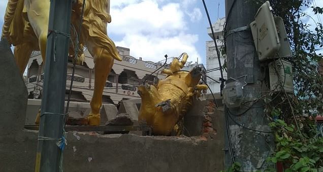 Police said that with the monsoon approaching, the statue would have posed a danger to the public.