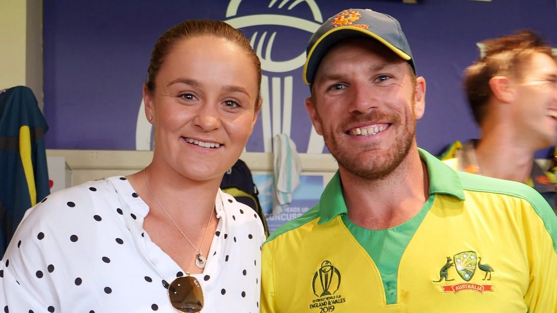 Tennis star Ash Barty with Aaron Finch at Lord’s.