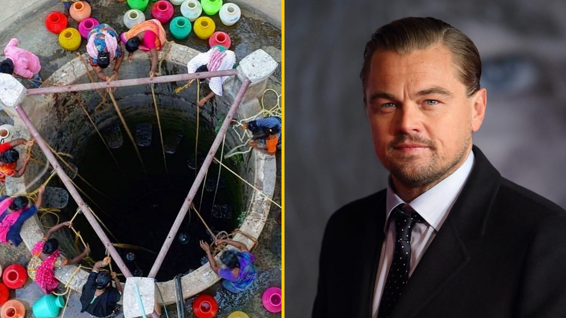 A photo of the water crisis in Tamil Nadu (L) from Leonardo DiCaprio (R)‘s Instagram.