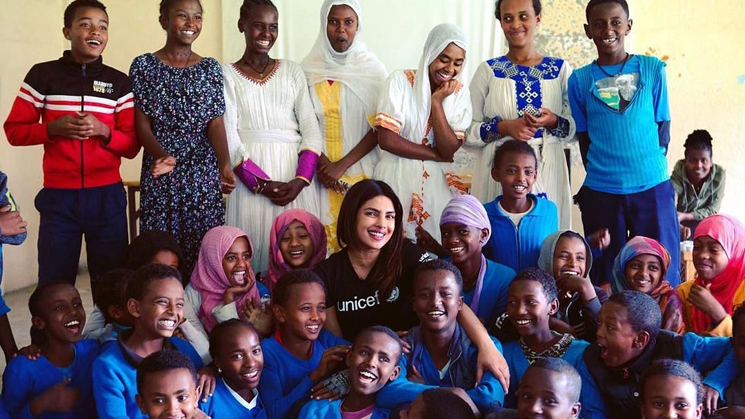 Priyanka Chopra during her UNICEF visit to Sudan earlier this year.&nbsp;