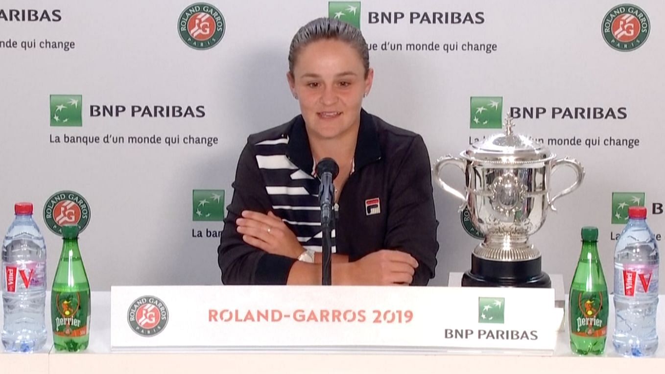 Ash Barty sat down to meet with reporters, crossed her arms and rested them on a table that held the French Open trophy she’d just won.