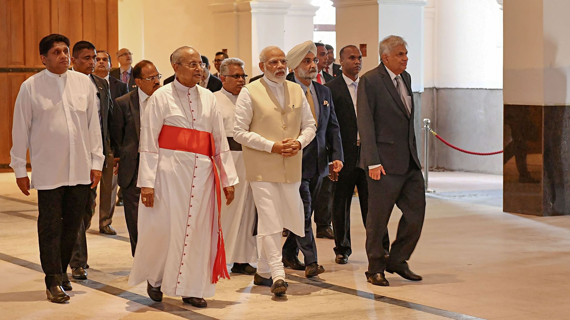 Prime Minister Narendra Modi visits St Anthony’s Church, in Colombo on Sunday.