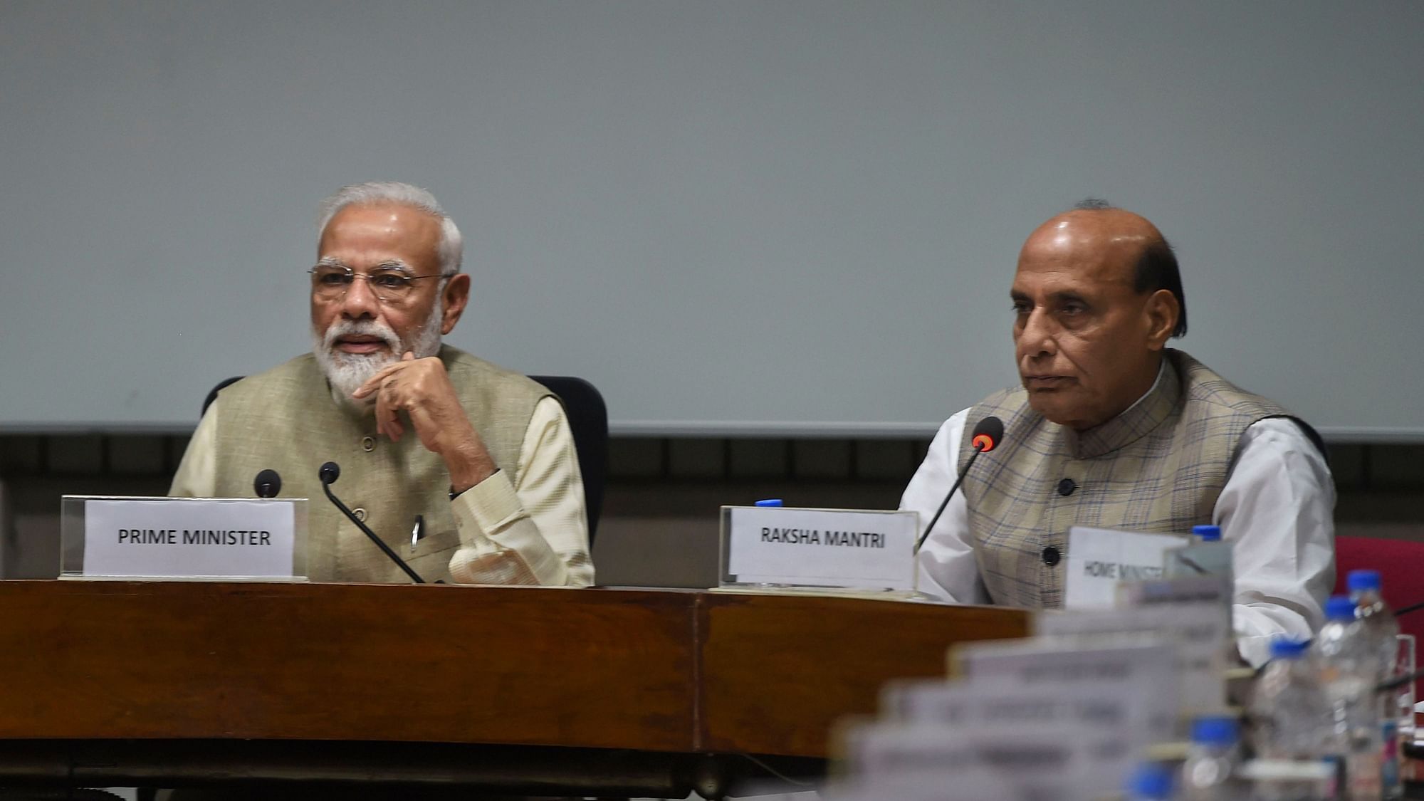 PM Modi and Rajnath Singh at all-party meet on Wednesday, 19 June.
