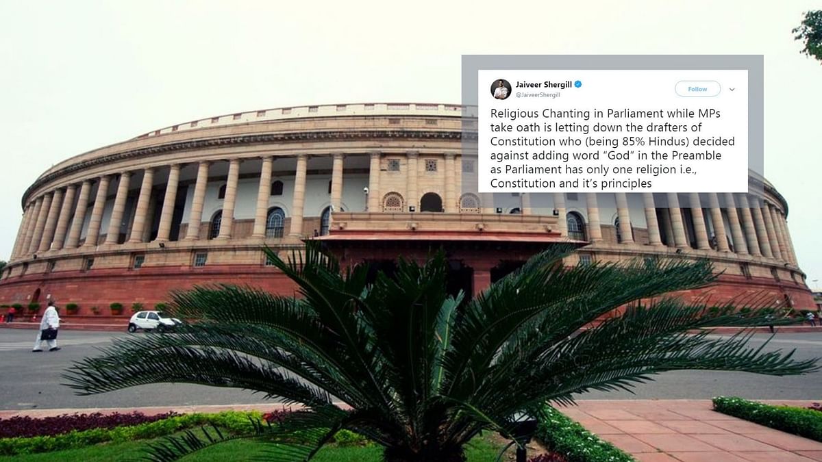 A virtual slogan-shouting overshadowed the second round of oath-taking by members of the 17th Lok Sabha.