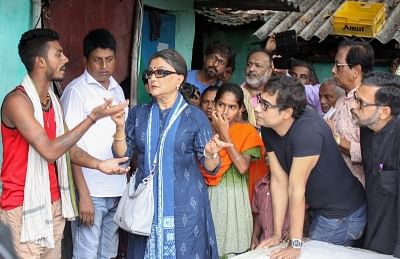 Bhatpara: A team of intellectuals led by actress-filmmaker Aparna Sen, actor Kaushik Sen and theatre artist Chandan Sen interact with a family member of Rambabu Shaw, who was shot dead during a clash in violence-hit Bhatpara in West Bengal