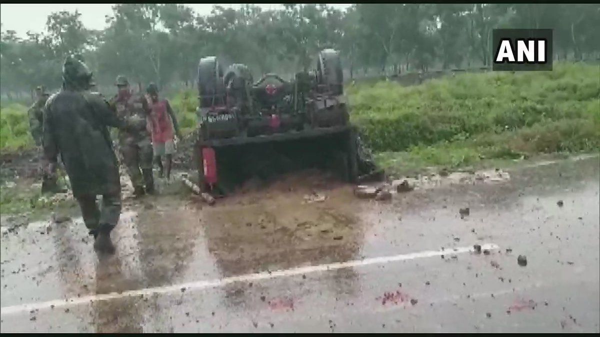 The Army vehicle overturned in district’s Nakarahola.