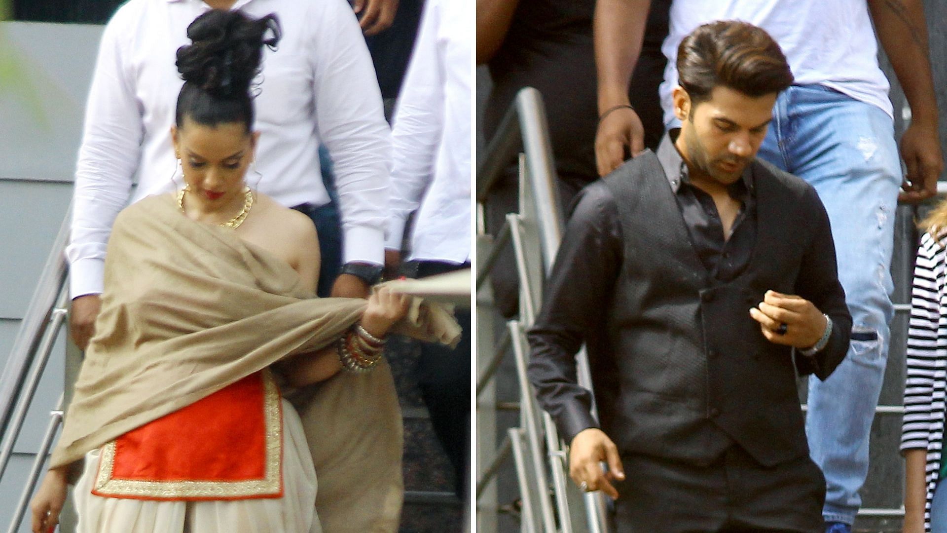 Kangana Ranaut and Rajkummar Rao on the sets of <i>Mental Hai Kya</i>.