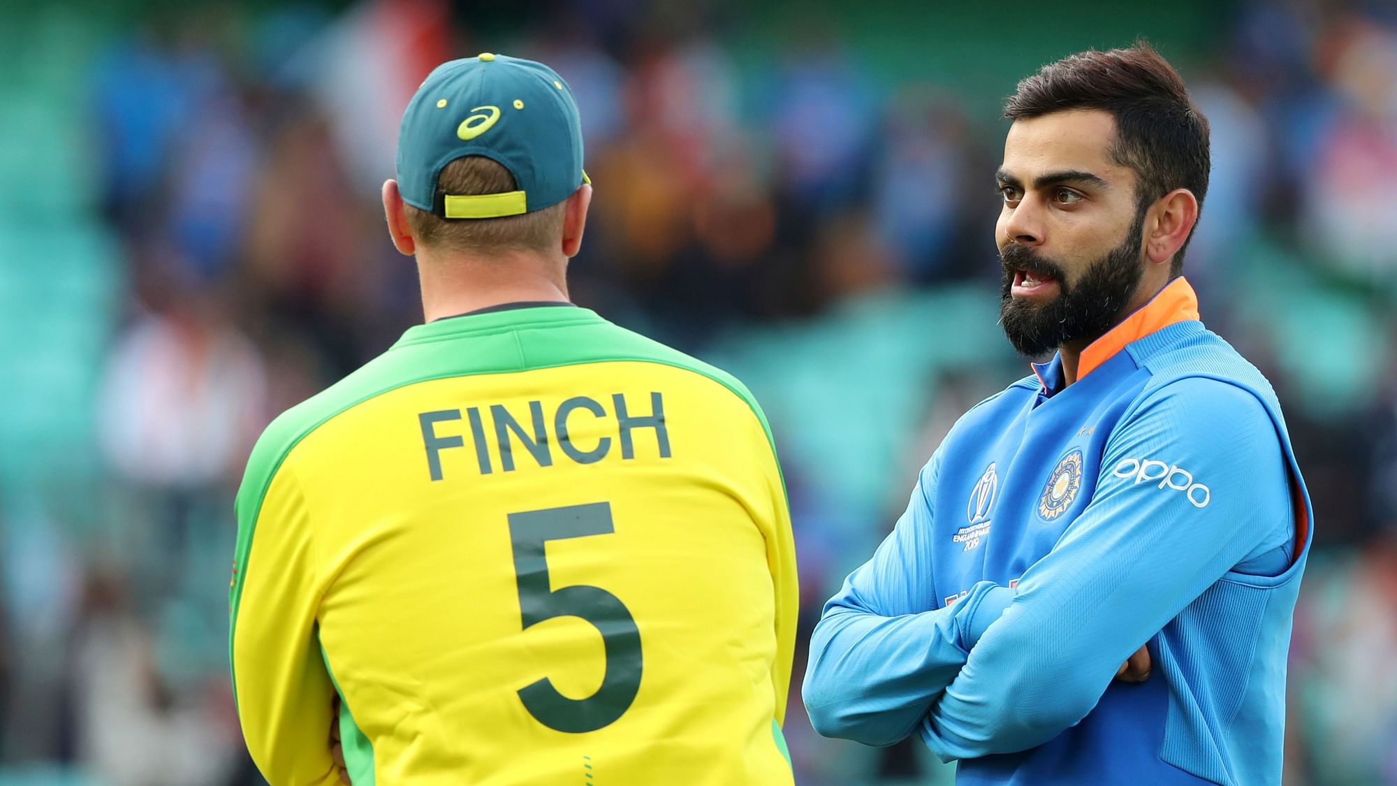India captain Virat Kohli and his Australian counterpart Aaron Finch are not amused by the flashing LED bails that glow at being hit.