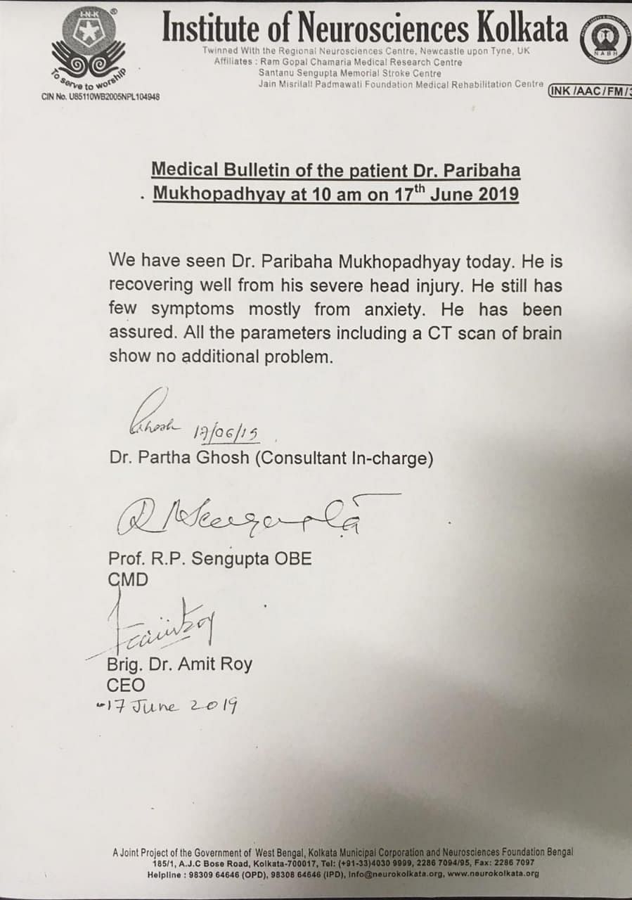 Doctors treating Paribaha said he is showing symptoms due to anxiety, but there are “no additional problems”.