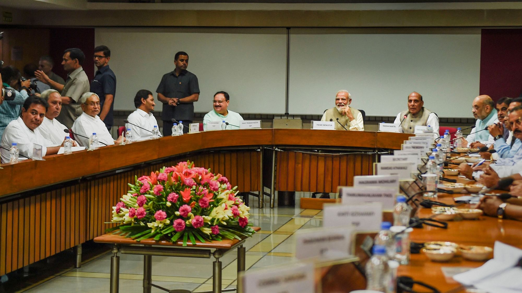 Leaders of various political parties at the meeting chaired by PM Narendra Modi.