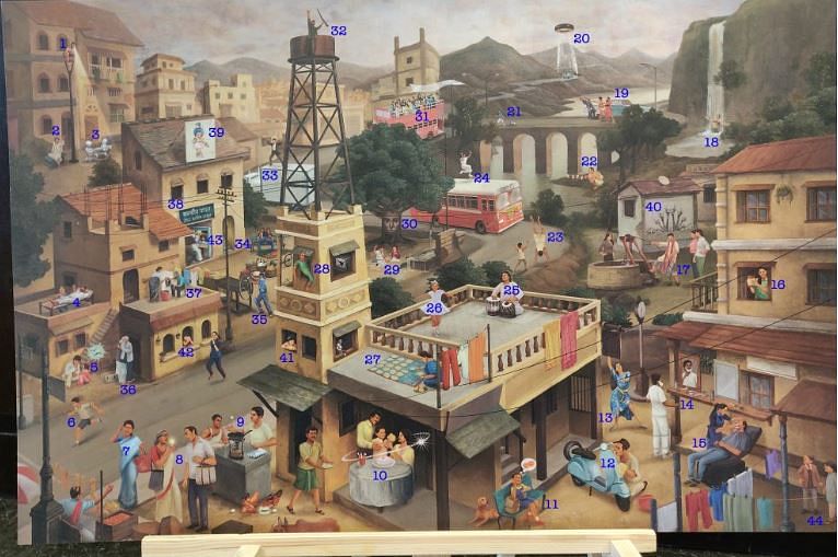 Can you find all 40 Indian ads hidden in this painting?