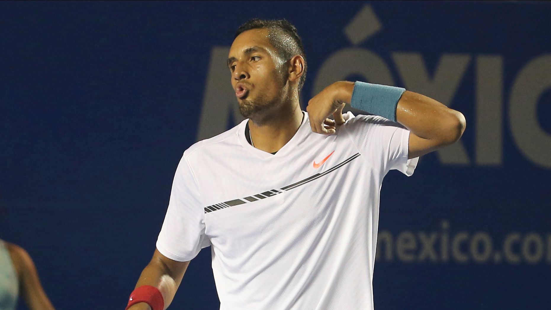 Nick Kyrgios swore at officials and accused them of “rigging” his first-round match at the Queen’s Club.
