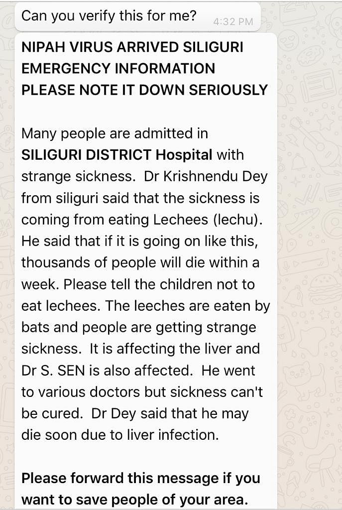 Neither has there been any case of Nipah been registered in Siliguri, nor has the hospital attributed it to litchis.