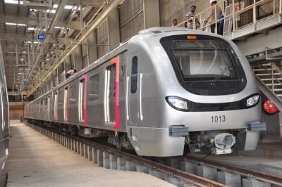 Mumbai: A metro rake at the metro depot at D.N. Nagar in Mumbai on June 7, 2019. The Reliance Infratructure-promoted Mumbai Metro One celebrates completion of a milestone five years of accident-free service to Mumbaikars, on Friday. (Photo: IANS)