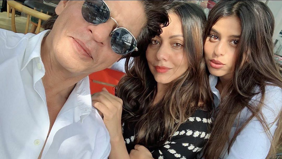 Shah Rukh Khan with wife Gauri and daughter Suhana.