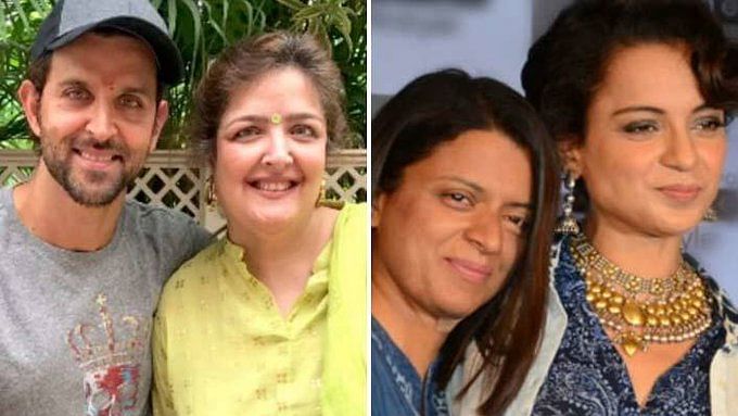  Hrithik Roshan &amp; Sunaina Roshan (L), Rangoli Chandel &amp; Kangana Ranaut (R).