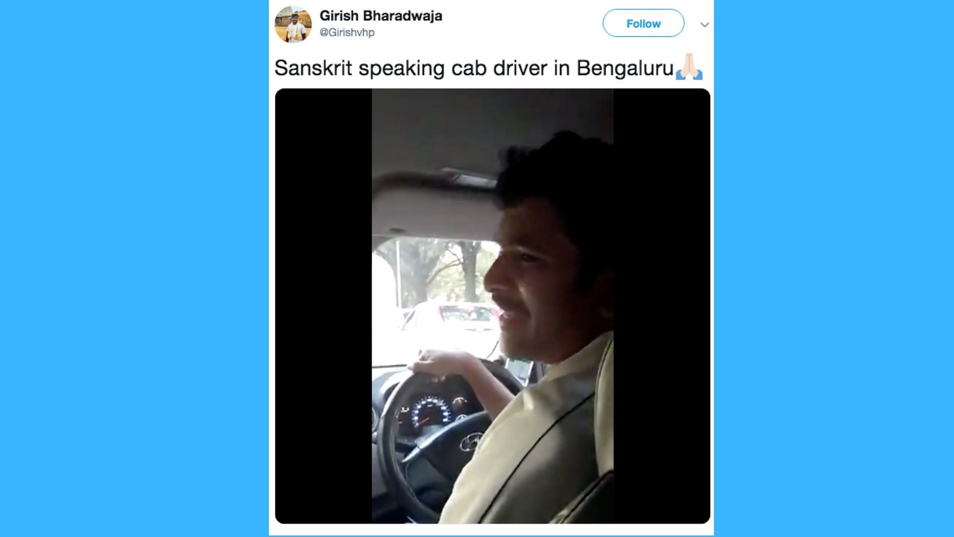 Ola cab driver speaks fluent sanskrit and goes viral.