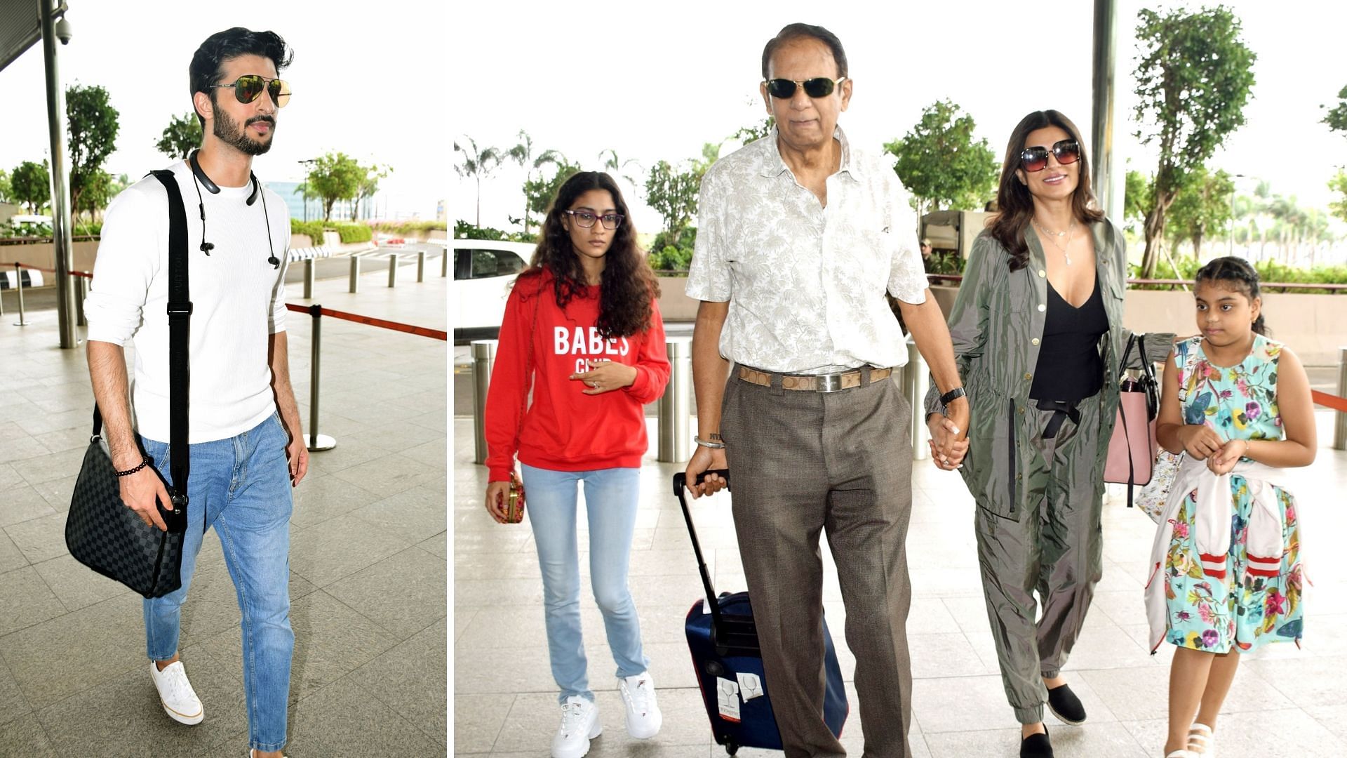 Rohman Shawl, Sushmita Sen and her family at Mumbai airport.