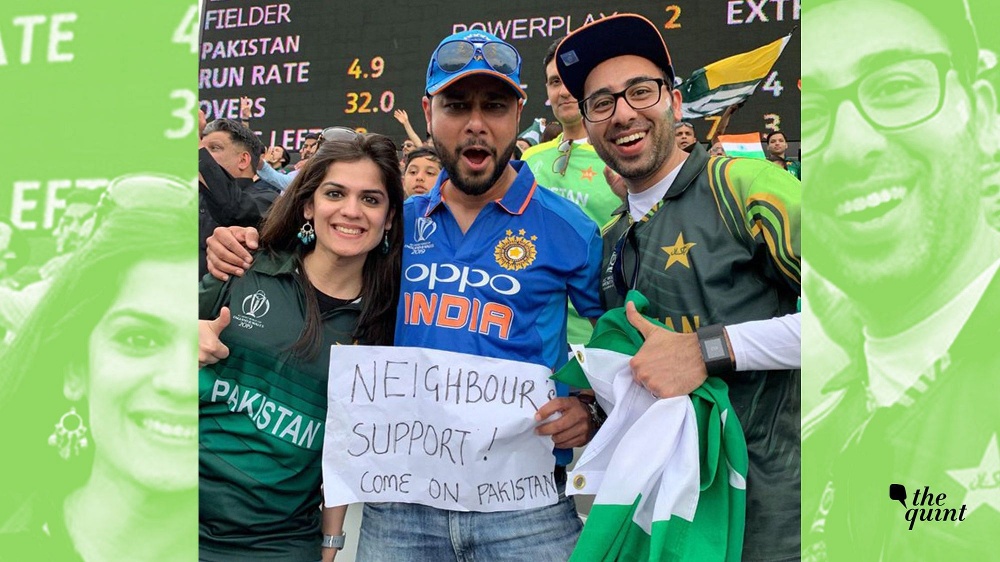 A photo of a man at Lord’s wearing the Indian jersey but cheering for Pakistan went viral on social media.